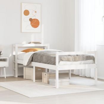 Cama para Ancianos con Cabecero Blanco 90x190 cm sin Colchón de Madera Maciza de Pino
