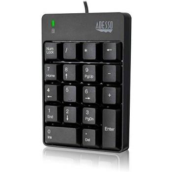 Adesso AKB-601UB USB Spill Resistant 18-Key Numeric Keypad,Black
