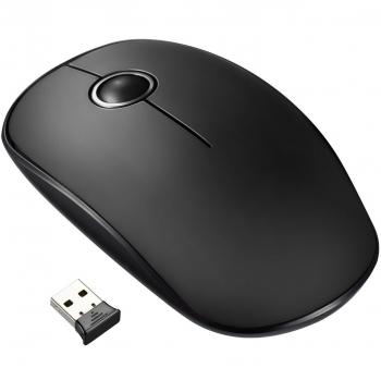 VicTsing Ratón Inalámbrico Delgado Mini 2.4G con Receptor Nano, Tecla Silenciosa y Preciso, 1600 dpi, Ordenador Portátil/PC / Tableta/MacBook - Negro