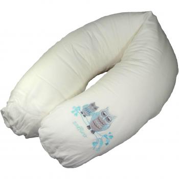 'Zaffiro® Cojín con relleno de perlas Velour Soft Owls, EPS microperlas, cojín de lactancia relleno de perlas aprox. 170 x 64 cm beige crudo
