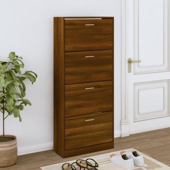 Mueble Zapatero Portascarpes de Contrachapado Color Marrón Roble 63x24x147 cm
