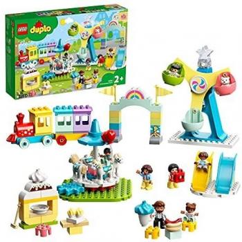 LEGO 10956 DUPLO Amusement Park Fairground with Train, Carousel & Ferris Wheel, Building Toy 2+ Years Old