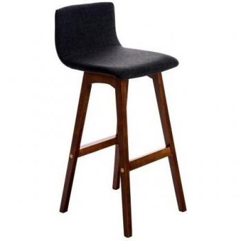 Taburete de Bar Taunus Tapizado en Tela Gris Oscuro con Dossier y Apoyapiés, Altura 72 cm