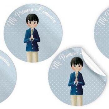 ARGUVAL ROLLO 250 ETIQUETAS ADHESIVAS REDONDAS COMUNION NIÑO 4CM