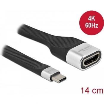 Adaptador USB-C a HDMI 4K 60Hz - Cable plano de 14 cm - Negro