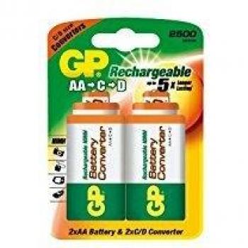 Pila Gp Adaptadores C y D con 2 Pilas Aa de 2500Mha