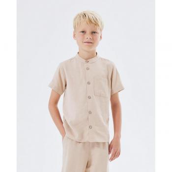 Camisa de manga corta y cuello mao Faher para niño de 7 a 8 años en color humus