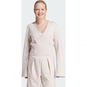 Sudadera de fitness adidas Essentials Yoga Cover-Up mujer beige, camiseta adidas Yoga manga larga beige claro mujer - L