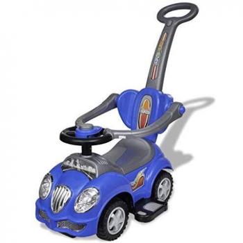 vidaXL Coche Correpasillos con Mango de Empuje Azul Vehículo de Juguete Niños