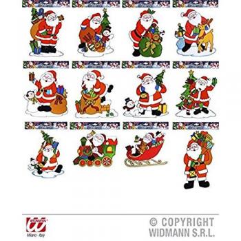 Pegatina Ventana Navidad Papá Noel Surtida en 12 Modelos de 30 cm (Widmann)
