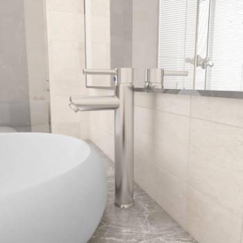 Grifo mezclador de baño plateado 12x30 cm