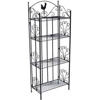 Estantería Decorativa De Hierro MIA | Estantería Multiusos Plegable De 4 Niveles | Estantería De Pie Plegable En Estilo Rústico I Color:, Color:Negro