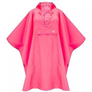 Packable Waterproof Neon Watermelon Poncho - Lightweight Unisex Rain Jacket with Hood and Cycle Wrist Straps