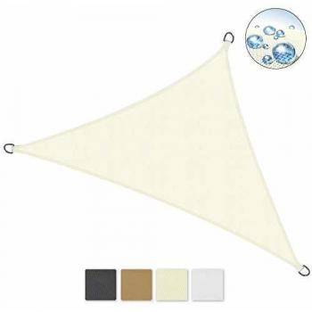Toldo Parasol Triangular SolVision de 100% Poliéster con Recubrimiento Hidrofugo y Protección UV - Crema, 600x420x420 cm