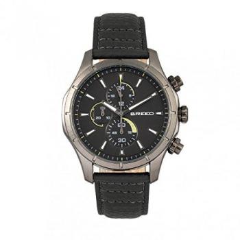Breed Lacroix Men's Chronograph Leather Watch - Grey Gunmetal Finish