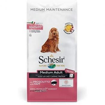 Schesir, pienso para Perros adultos de tamaño mediano, sabor jamón, línea mantenimiento, croquetas - formato bolsa de 12 kg