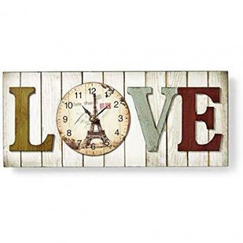 Nedis Reloj de Pared de Madera con Marco Diseno ''Amor''