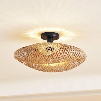 Plafón Lindby Eleane de Bambú Natural, Ø 50 cm, Dimmable para Sala y Comedor