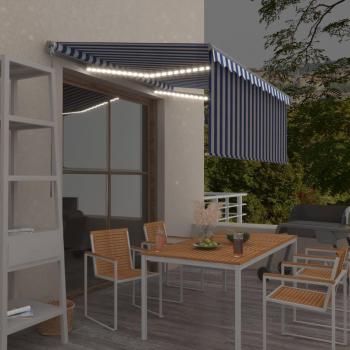 Toldo retráctil manual Día y Noche con persiana y LED azul y blanco 3x2,5 m