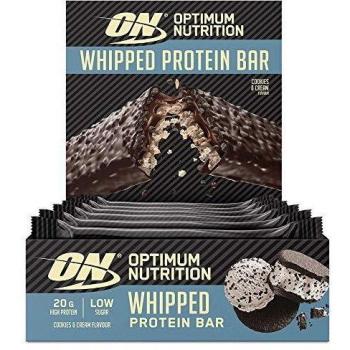 Optimum Nutrition Whipped Bar, Barritas Proteínas con Cobertura de Chocolate con Leche, Bajo en Azúcar, Galletas y Crema, 10 Barras