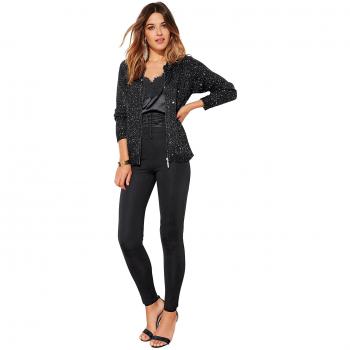 VENCA Tregging pieza en la cintura tipo corsé con ojales metálicos y cordón entrelazado by VencaStyle,NEGRO,36