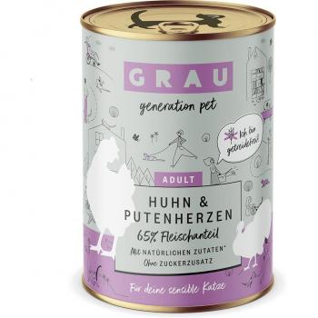 Grau Gourmet sin cereales 6 x 400 g - Pollo y corazones de pavo