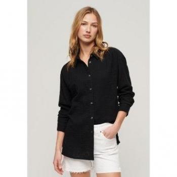 Camisa de playa larga negro Superdry
