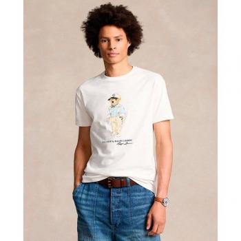 Polo Ralph Lauren Men's Classic Fit Cotton T-Shirt with Polo Bear - White - Size L