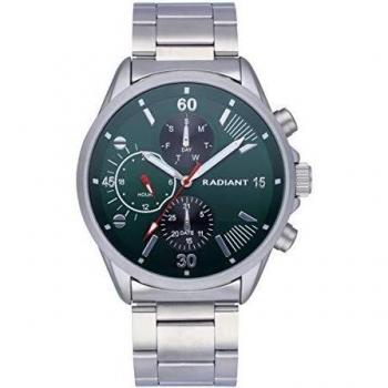 Reloj analógico para Hombre de Radiant. Colección Commander. Reloj con Brazalete Plateado y Esfera Verde. 5 ATM. 44mm. Referencia RA571704.