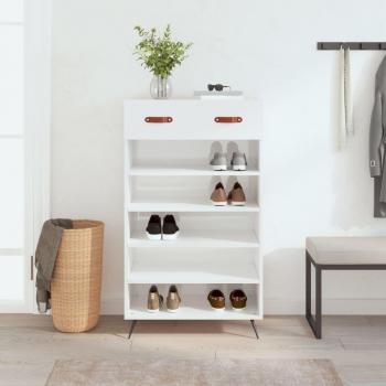 Zapatero blanco pulido 60x35x105 cm madera multicapa