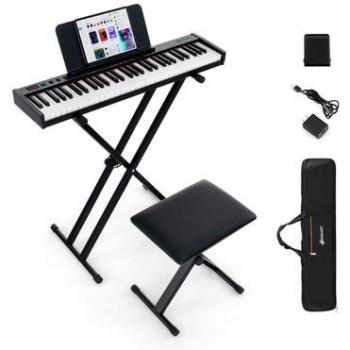 Adjustable 61-Key Beginner Electric Keyboard Piano Set with Stand and Stool