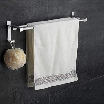 Wangel Adhesivo Fuerte Doble Toalleros de Barra 40cm, Pegamento Patentado + Autoadhesivo, Aluminio, Acabado Mate