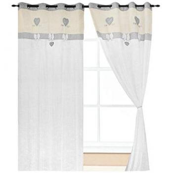 Cortinas Semitrasparentes para Ventana y Puerta Interior 140x290 cm Estilo Shabby Chic Gris
