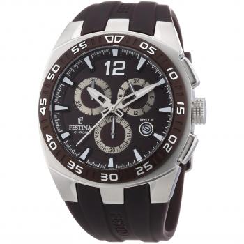 Festina Men's Quartz Watch with Red Dial Chronograph Display and Red PU Strap F16668/3