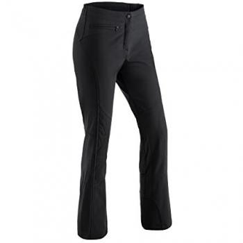 Pantalones Softshell de Esquí Maier Sports Marie para Mujer, Cortos, Color Negro, Talla 18, Transpirables y Resistentes al Viento