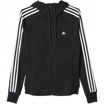 adidas ESS 3S Hoody - Sudadera para mujer, talla XS, color negro / blanco