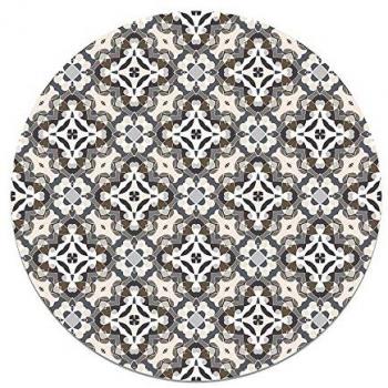 Alfombra Vinílica Redonda Hidráulico Oriental Gris 190x190 cm - Antideslizante e Ignífuga para Cocina y Salón