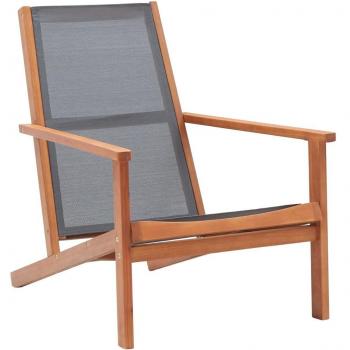 vidaXL Garden Lounge Chair Grey Solid Eucalyptus Wood and Textilene