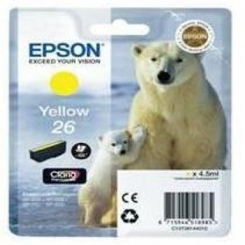 Epson T261440 Cartucho de Tinta Amarillo para XP-600/605/700/800, Serie Oso Polar