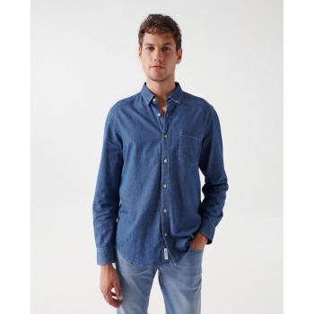 Camisa vaquera de hombre regular lavado medio