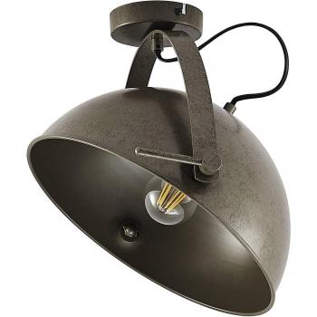 Lindby Muriel Plafón Moderno de Media Esfera en Gris Oscuro, Lámpara de Techo de Metal para Salón y Comedor (1 Llama, E27)