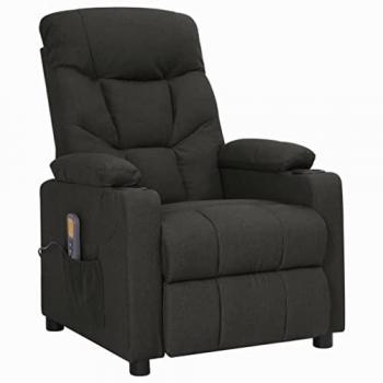 Sillón de Masaje Elevable en Tela Negra con Función de Ayuda para Levantarse