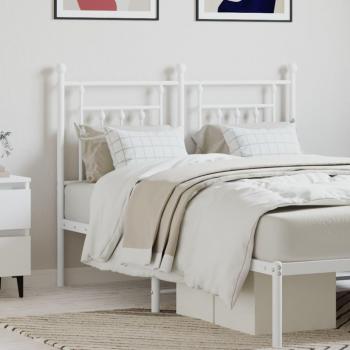 Cabecero de metal blanco 120 cm con diseño moderno, estructura resistente, acabado en pintura blanca mate, adecuado para camas de 120 cm de ancho