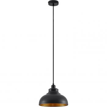 Lámpara colgante Emna de Lindby, 1 luz, diseño vintage en negro y oro, fabricada en metal, adecuada para salón y comedor, utiliza bombilla E27