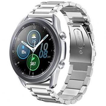 SUNDAREE Compatible con Correa Galaxy Watch 3 45MM,22MM Plata Metal Acero Inoxidable Reemplazo Pulseras Repuesto Smartwatch Band para Samsung Galaxy 3 45MM/Smartwatch GTR 47MM/Huawei Watch GT 2 Pro 46