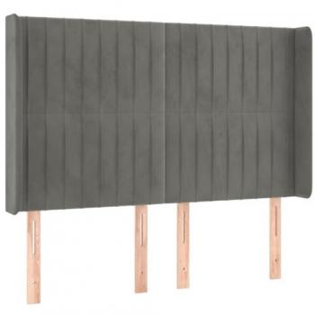 Cabecero con LED de terciopelo gris claro 147x16x118/128 cm