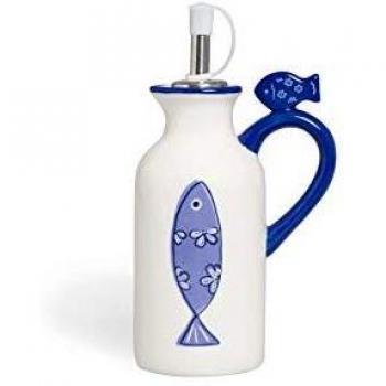Excelsa Ocean aceitera/vinagrera, cerámica, Color Blanco y Azul, 150 ML