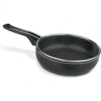 Freidora Eléctrica de Aluminio con Cestillo de Acero Inoxidable y Mango Tacto Goma, 26 cm
