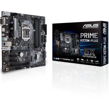 ASUS PRIME H370M-PLUS Intel LGA-1151 mATX LED Lighting DDR4 2666MHz Dual M.2 Optane Memory Ready HDMI SATA 6Gbps and USB 3.1 Gen 2 Motherboard - Black
