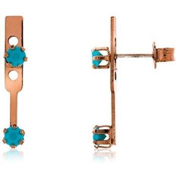 Córdoba Jewels | Pendientes en plata de ley 925 bañada en oro rosa con Swarovski con diseño Duo Swarovski Turquesa Rose Gold
